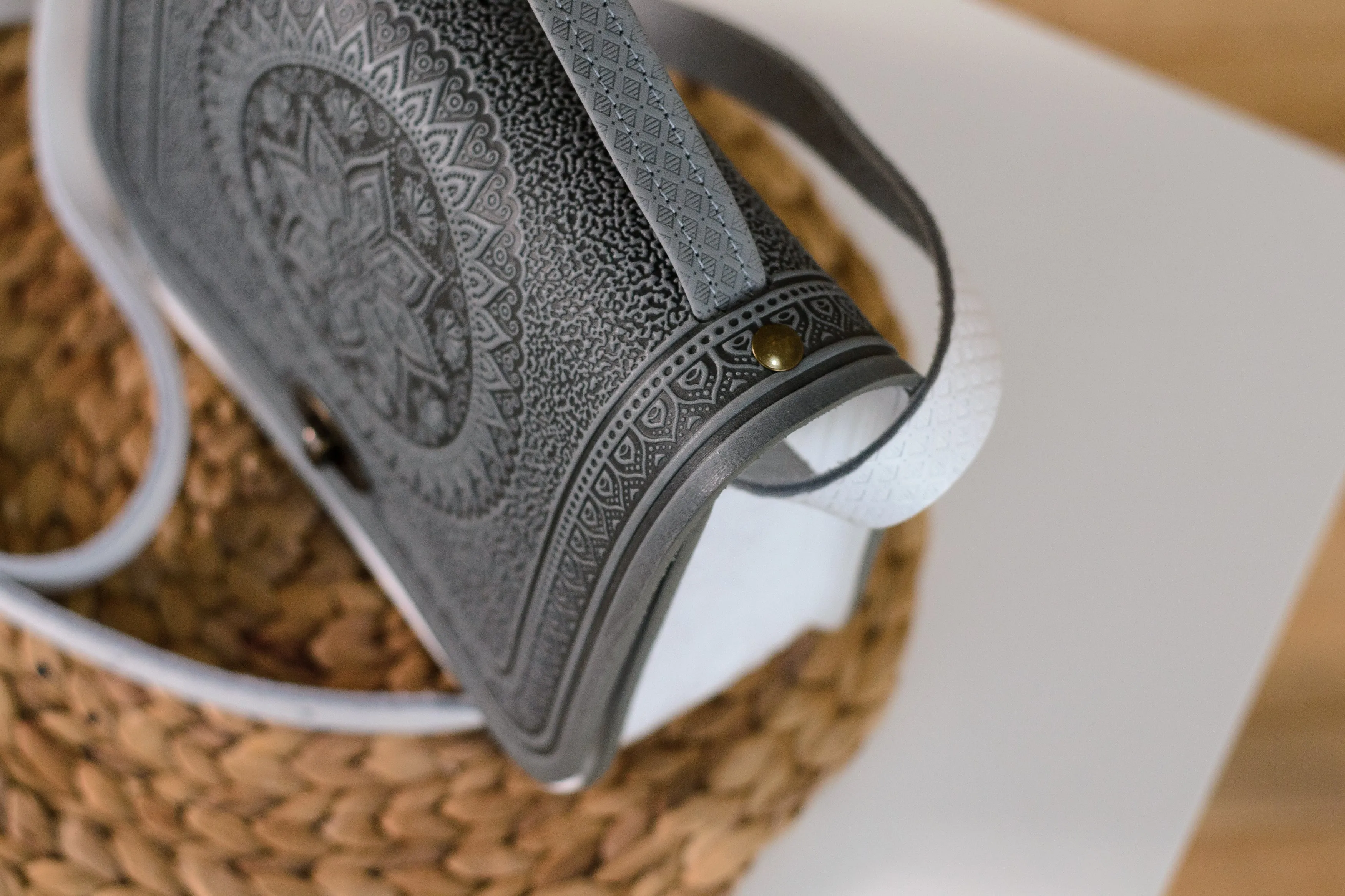 Unique Leather Purse Handmade Gray