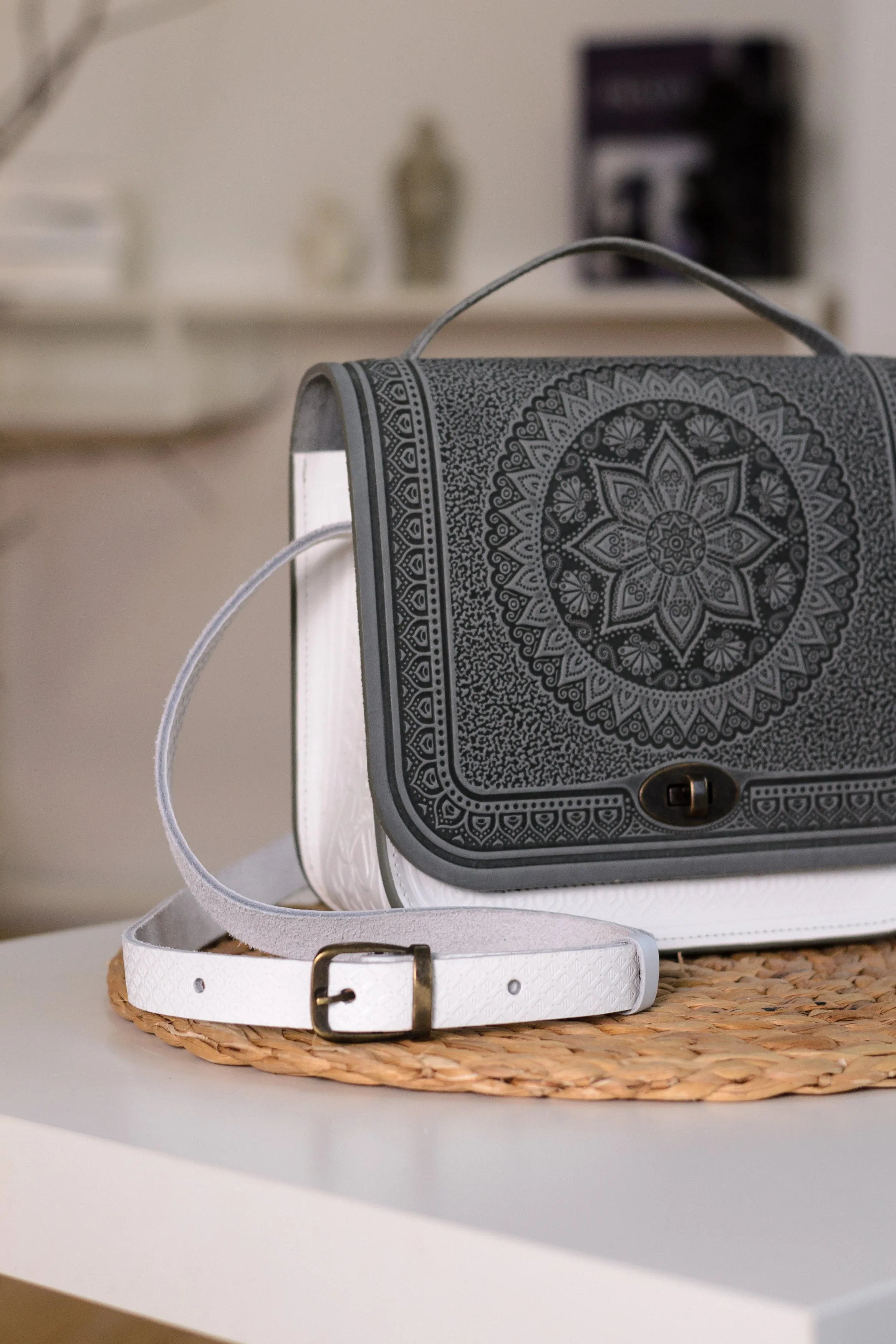 Unique Leather Purse Handmade Gray