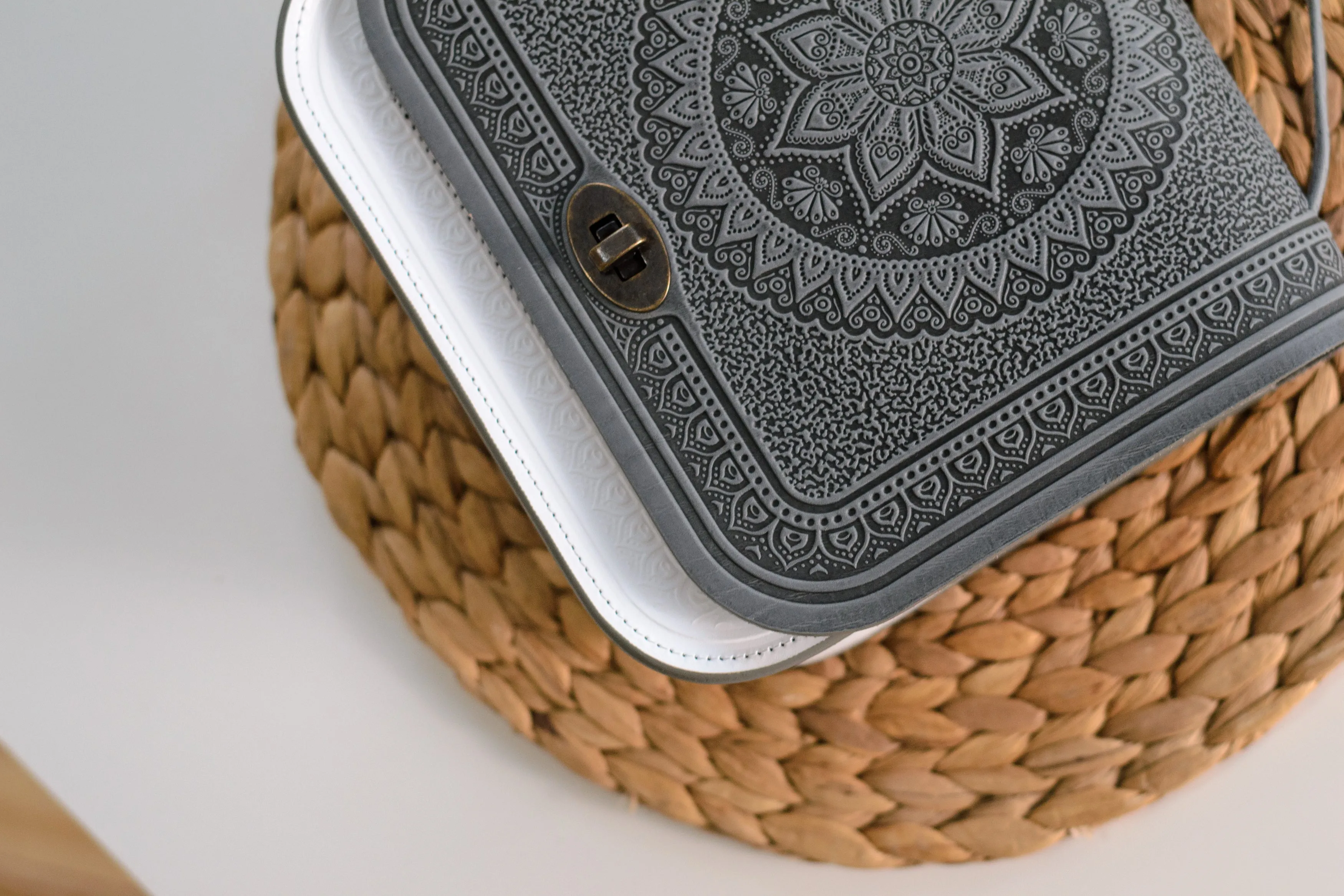 Unique Leather Purse Handmade Gray