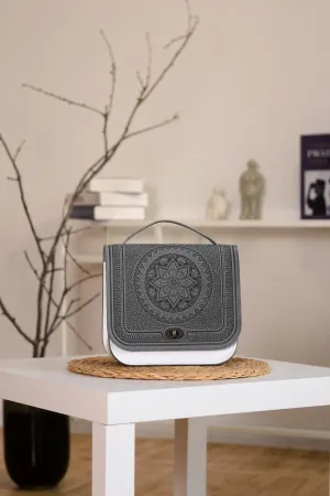Unique Leather Purse Handmade Gray
