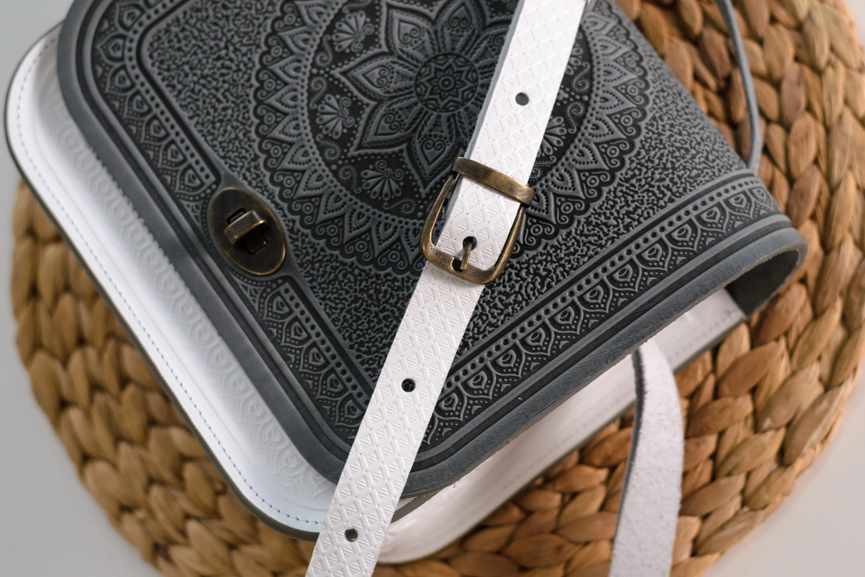 Unique Leather Purse Handmade Gray