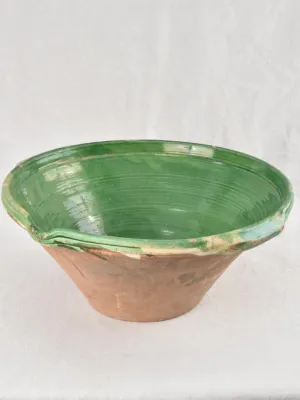 Very large tapered tian bowl with green glaze from South West France19¾"