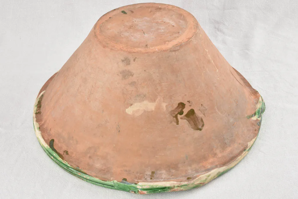 Very large tapered tian bowl with green glaze from South West France19¾"