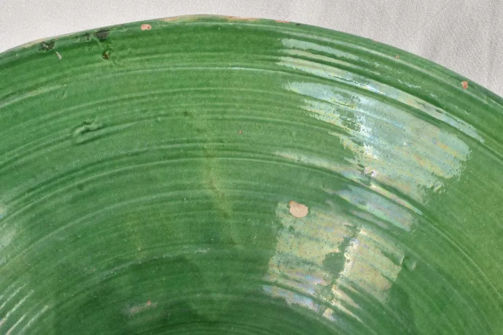 Very large tapered tian bowl with green glaze from South West France19¾"