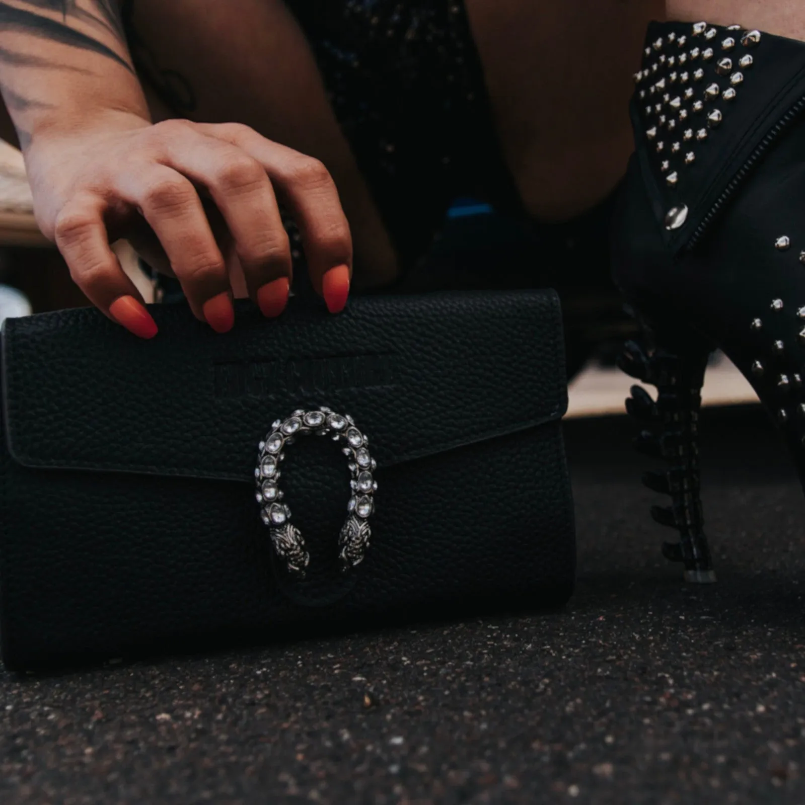 Vintage Black Luxury Rhinestone Designer Hand Bag
