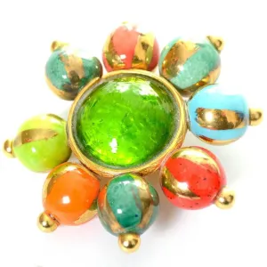 Vintage Dominique Aurientis Paris Gripoix Hand Painted Glass Brooch