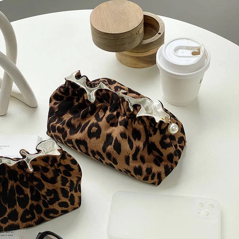 Vintage Leopard Print Cosmetic Bag