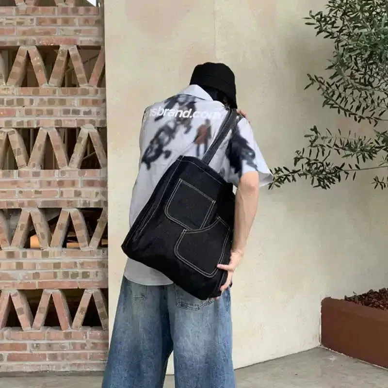 Vvsha  Christmas Gift Denim Pocket Canvas Tote Bag