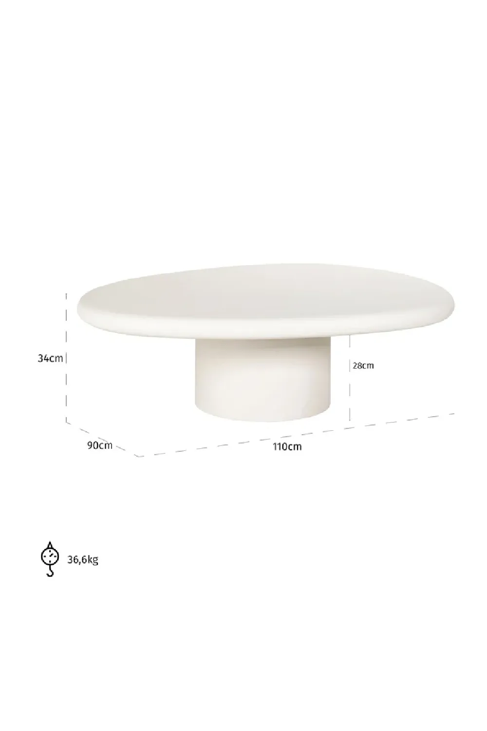 White Pebble-Shaped Coffee Table | OROA Bloomstone