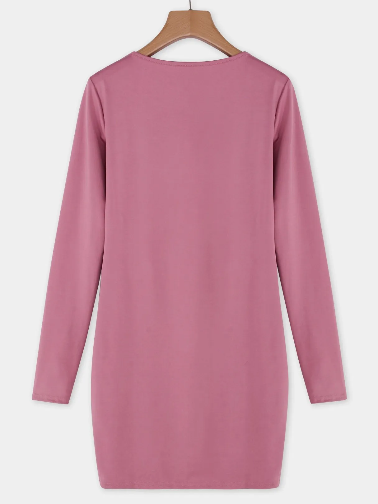 Wholesale Pink Long Sleeve Plain Mini Dress