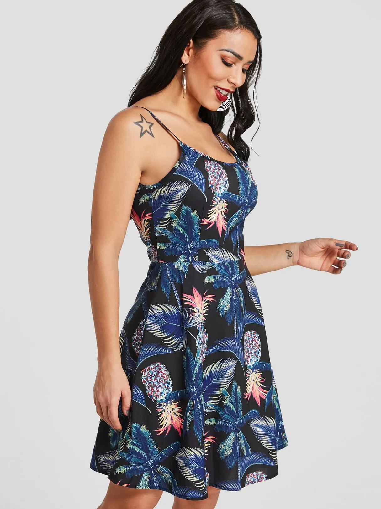 Wholesale Sleeveless Floral Print Spaghetti Strap Mini Dress