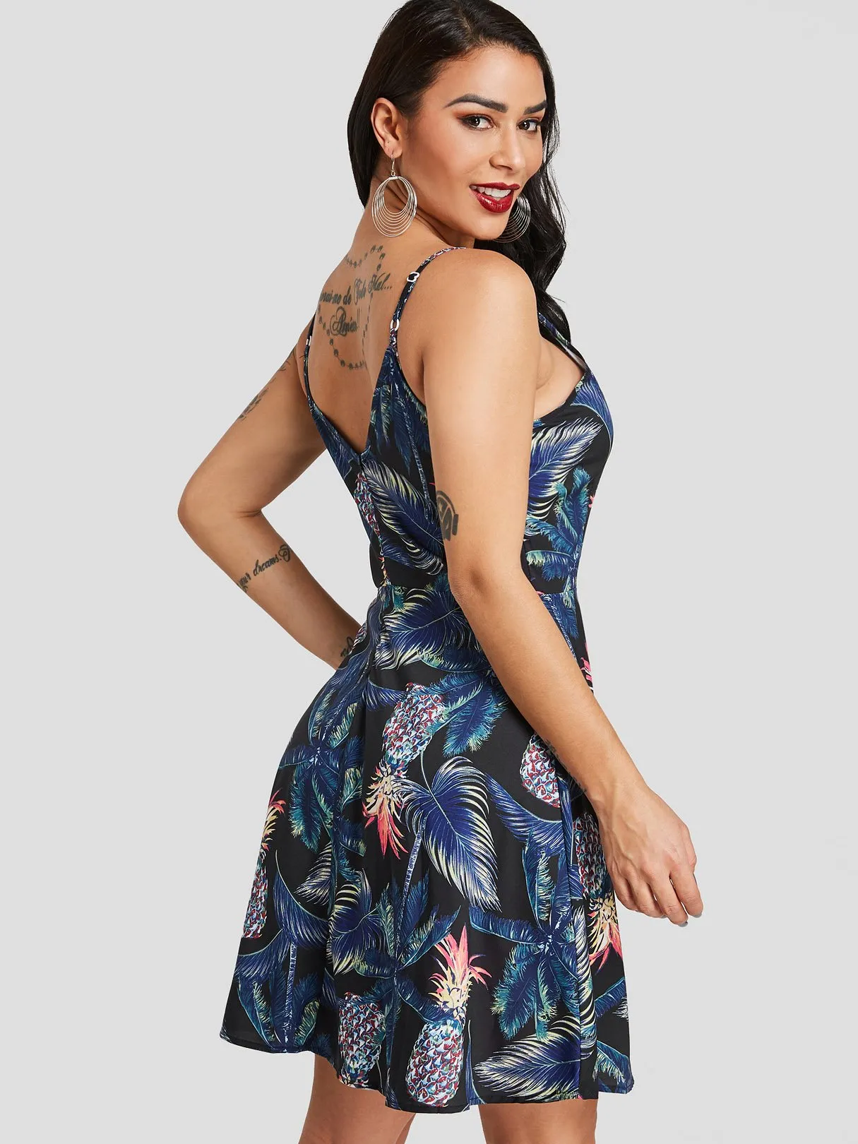 Wholesale Sleeveless Floral Print Spaghetti Strap Mini Dress