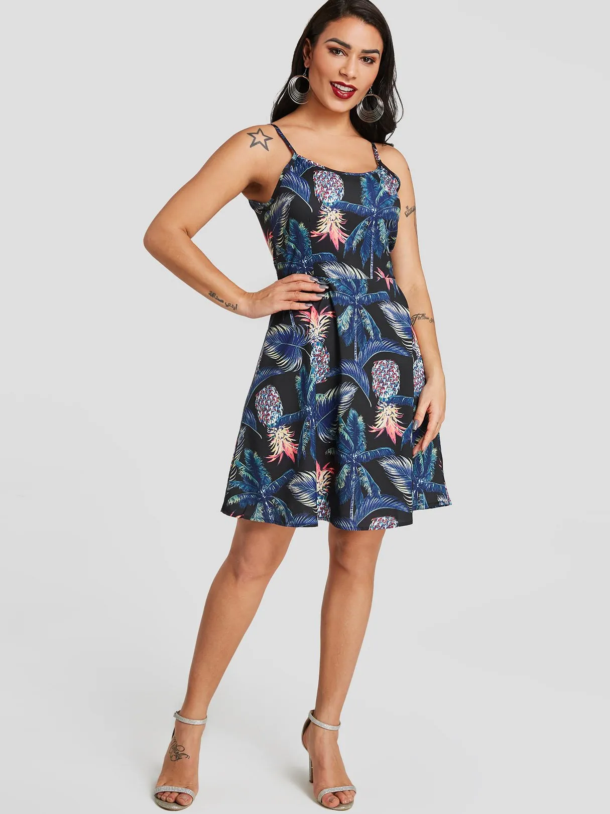Wholesale Sleeveless Floral Print Spaghetti Strap Mini Dress