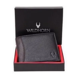 WildHorn Black Leather Wallet for Men I 8 Card Slots I 2 Secret compartments I 2 Currency Compartments