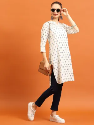 Women Off White Ornamental Printed Kurti