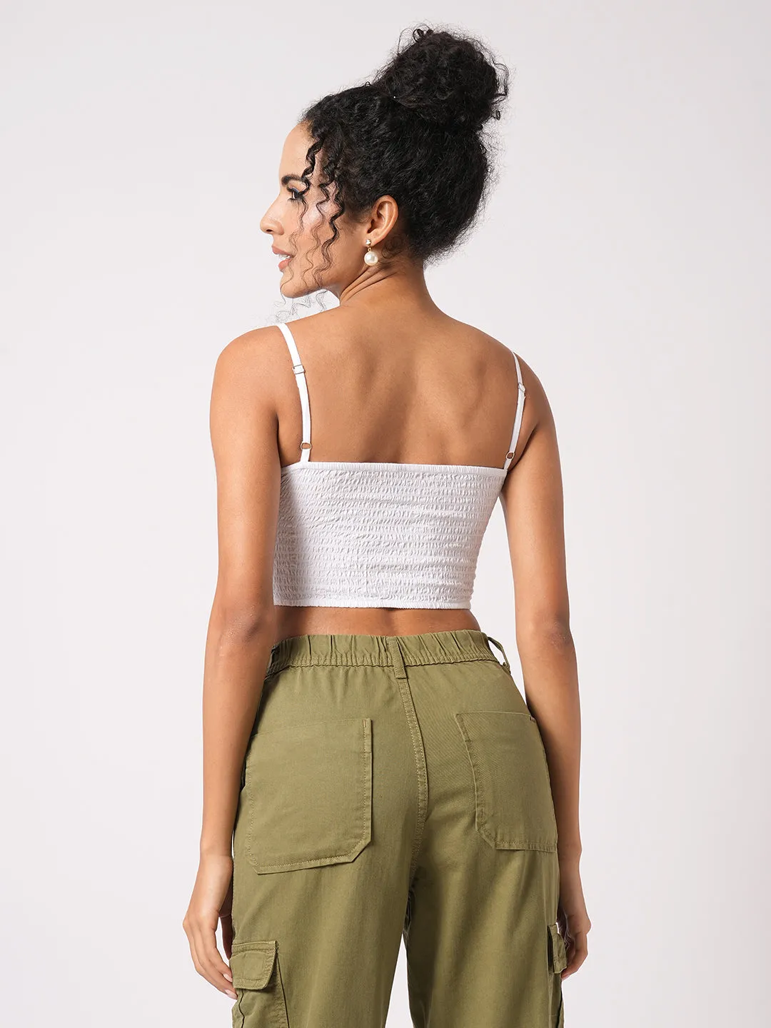 Women White Stylish Sleeveless Bustier Top