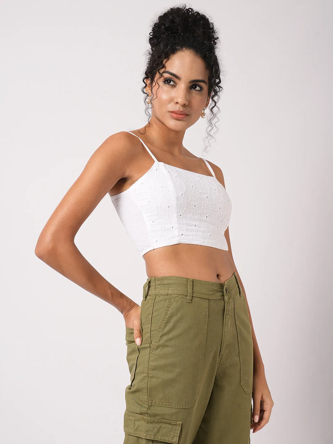 Women White Stylish Sleeveless Bustier Top