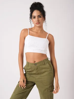 Women White Stylish Sleeveless Bustier Top