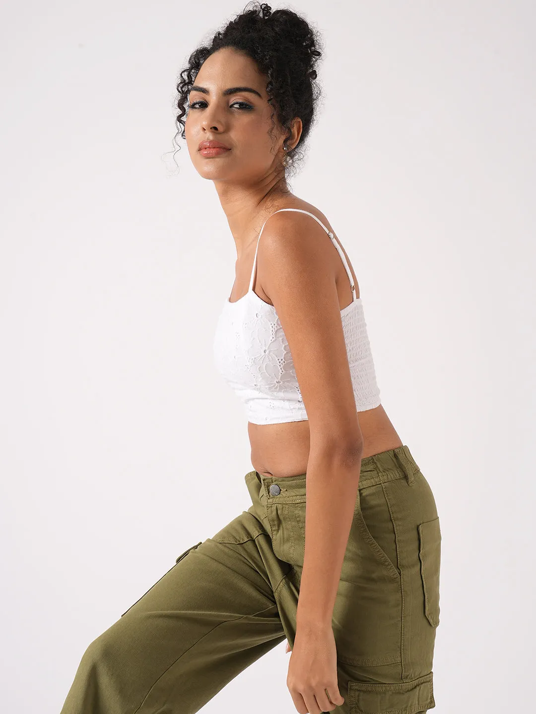 Women White Stylish Sleeveless Bustier Top