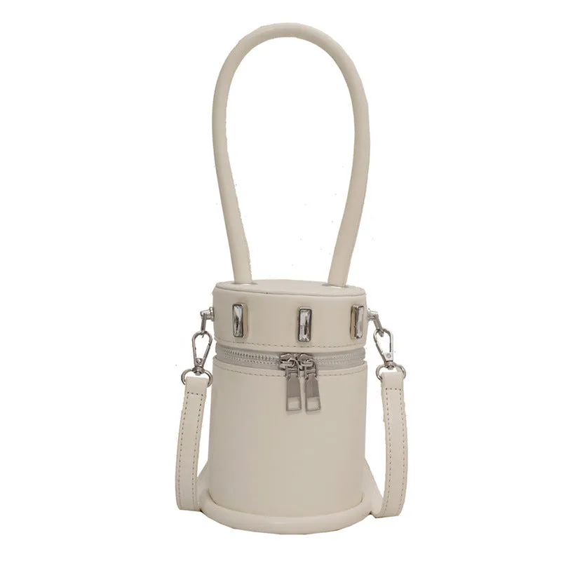 Women's PU Leather Small Messenger Cylinder Shoulder Handbag