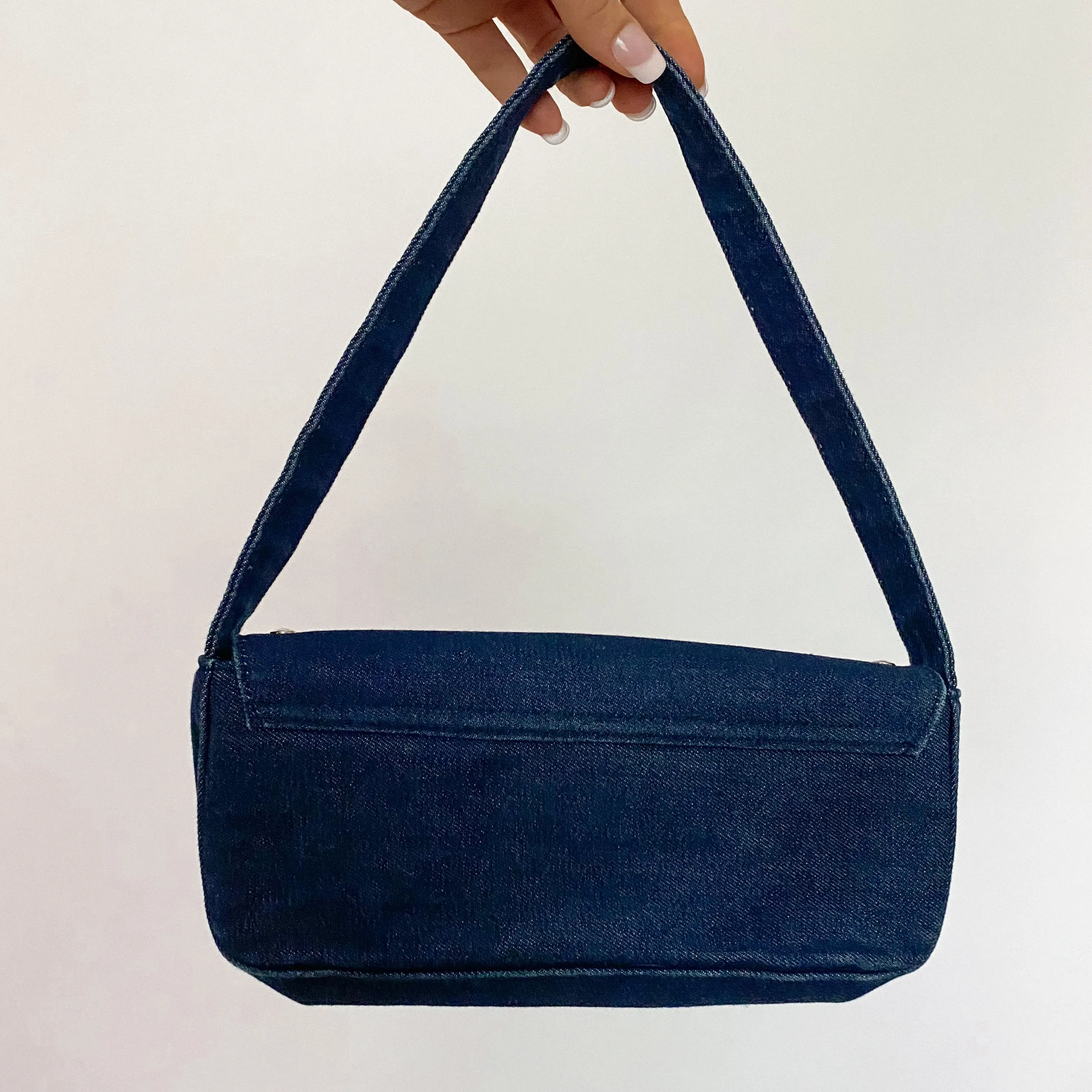Y2K Denim Studded Shoulder Bag