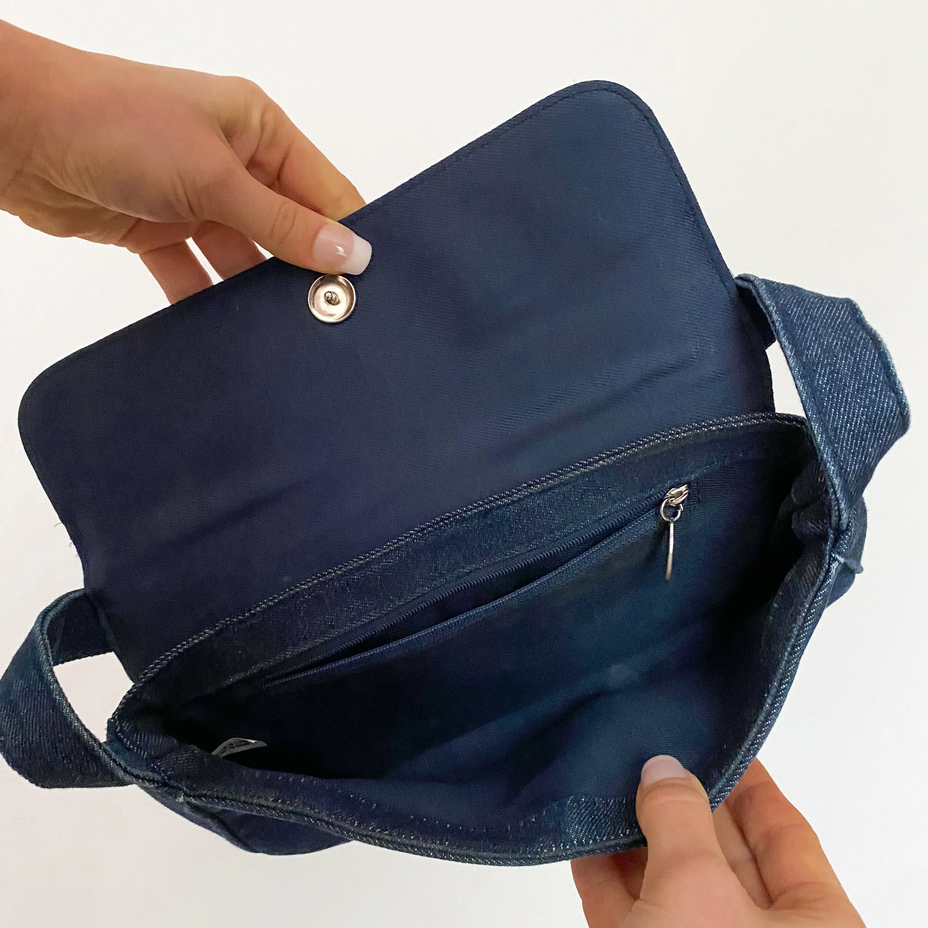 Y2K Denim Studded Shoulder Bag