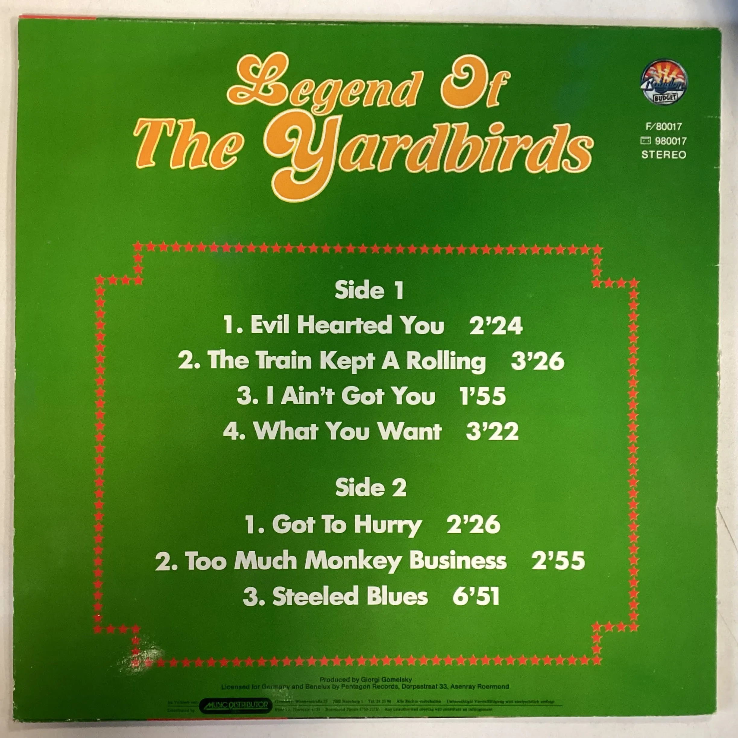 YARDBIRDS = LEGEND OF VOL. 1 (GERMAN PRESS) (USED)