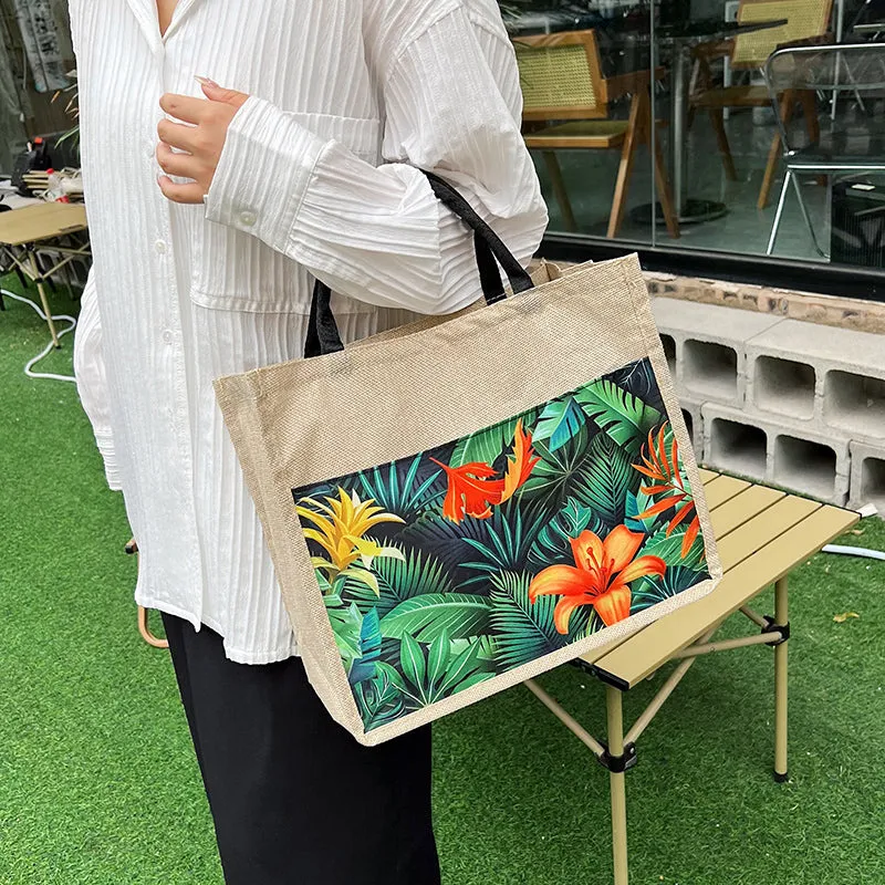 YB New Japanese Abaca Simple Tourist Beach Bags Floral Ladies Classic Large Tote Bag For Women ON SALE