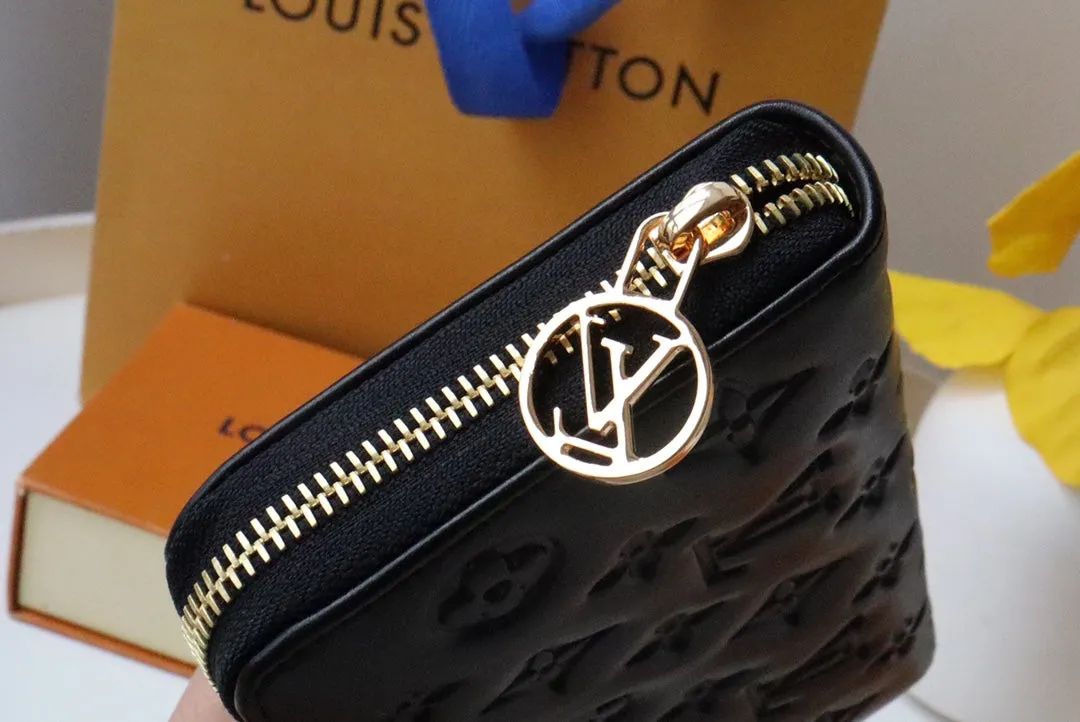 ZIPPY WALLET 19 BLACK EMBOSSED LAMBSKIN